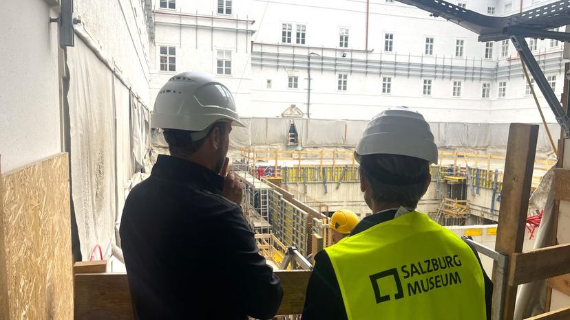 Blick auf die Bauarbeiten für das neue Belvedere Salzburg